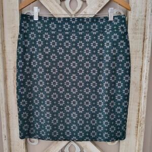 Loft Women's Size 8 Straight Pencil Cotton Midi Skirt in Green